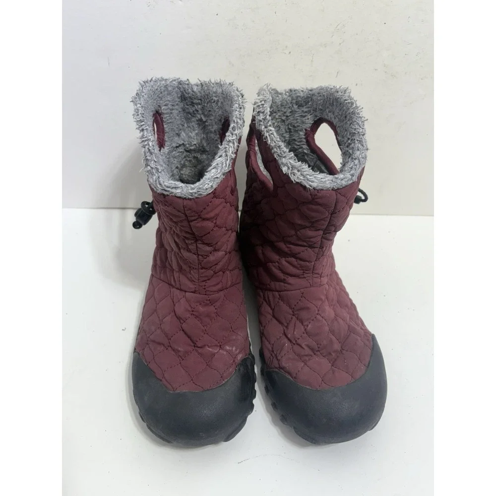 Bogs B-Moc Quilted Puff‎ Womens Faux Fur Lined Winter Snow Boots Wine Red Size 8
